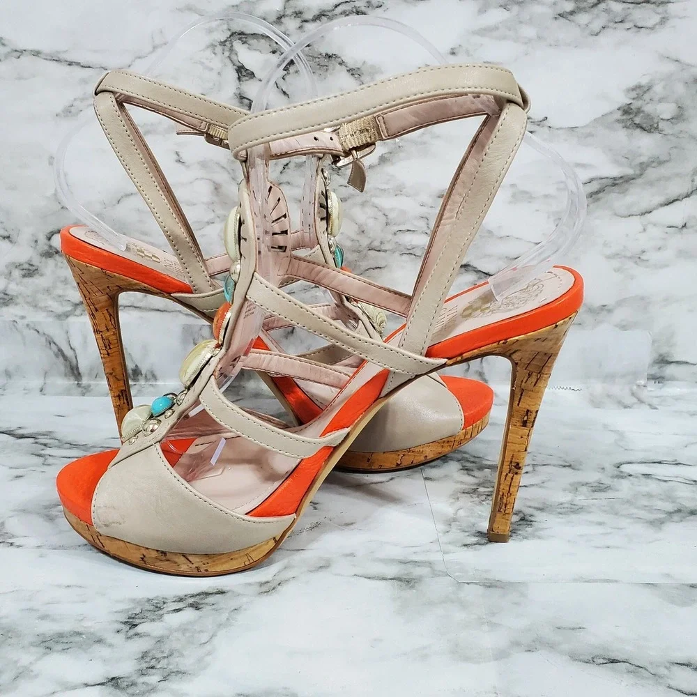Vince Camuto Sandals Women's 8.5 M Multicolor High‎ Stiletto Heels Jewels Gems